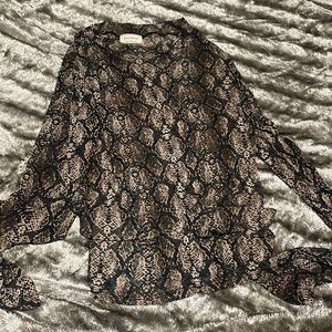Snakeskin Print Mesh Top